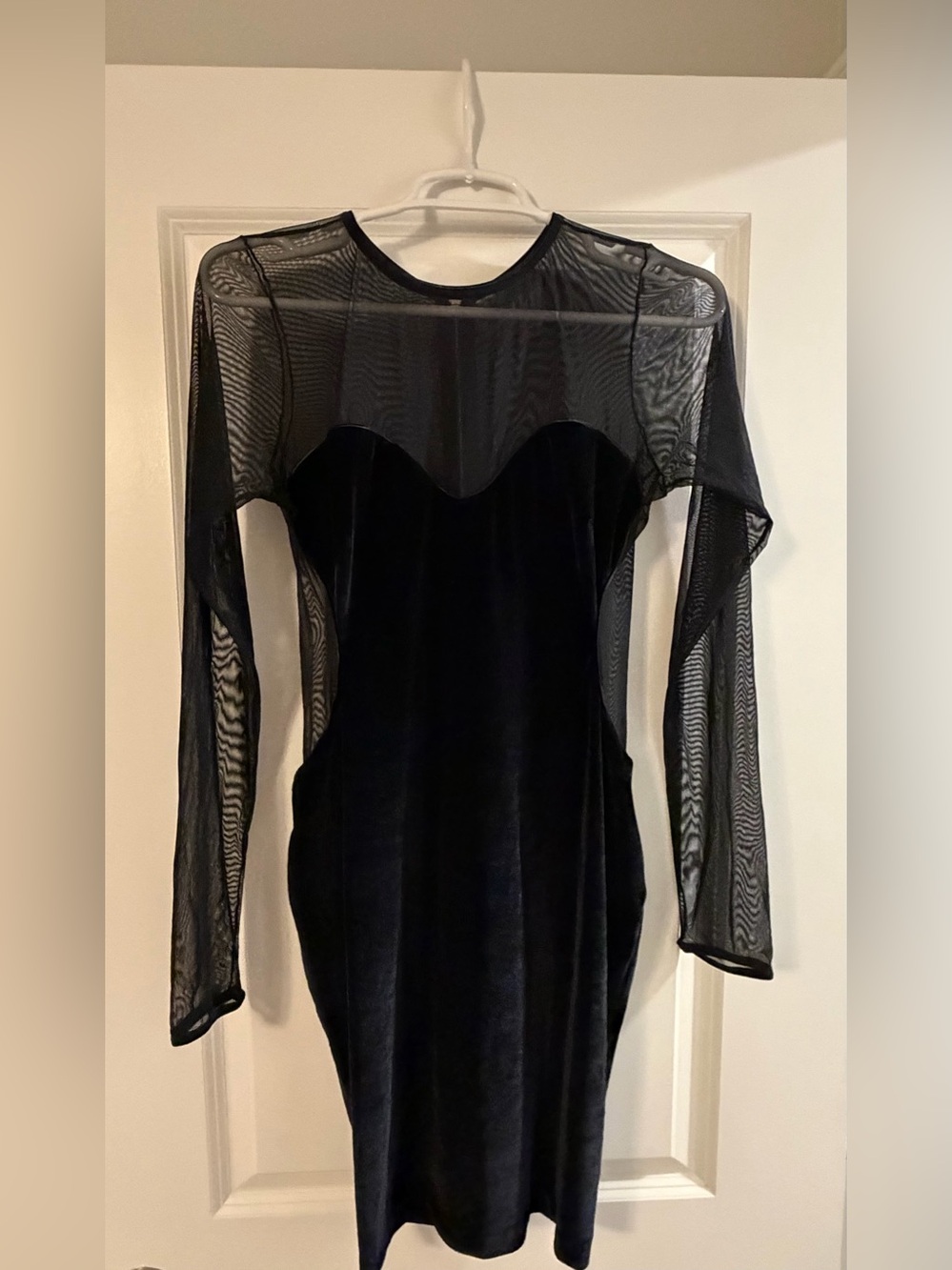 Women’s Dress the Popular sheer long sleeve cocktail dress size L. NWT.